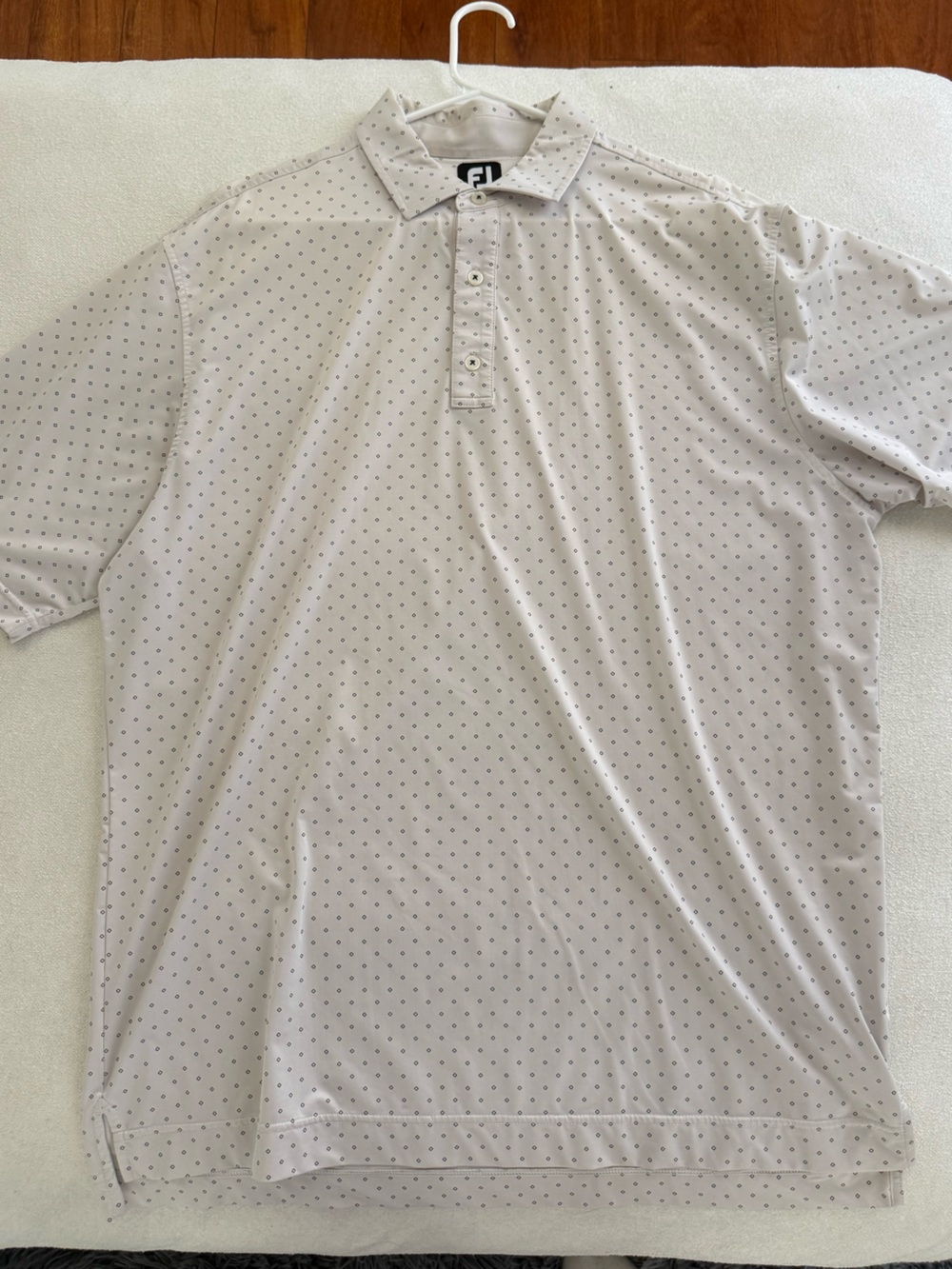 FootJoy White Golf Polo with Micro Dot Pattern